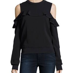A.L.C Shoulder Cut Out Top with Ruffle - 100% Silk